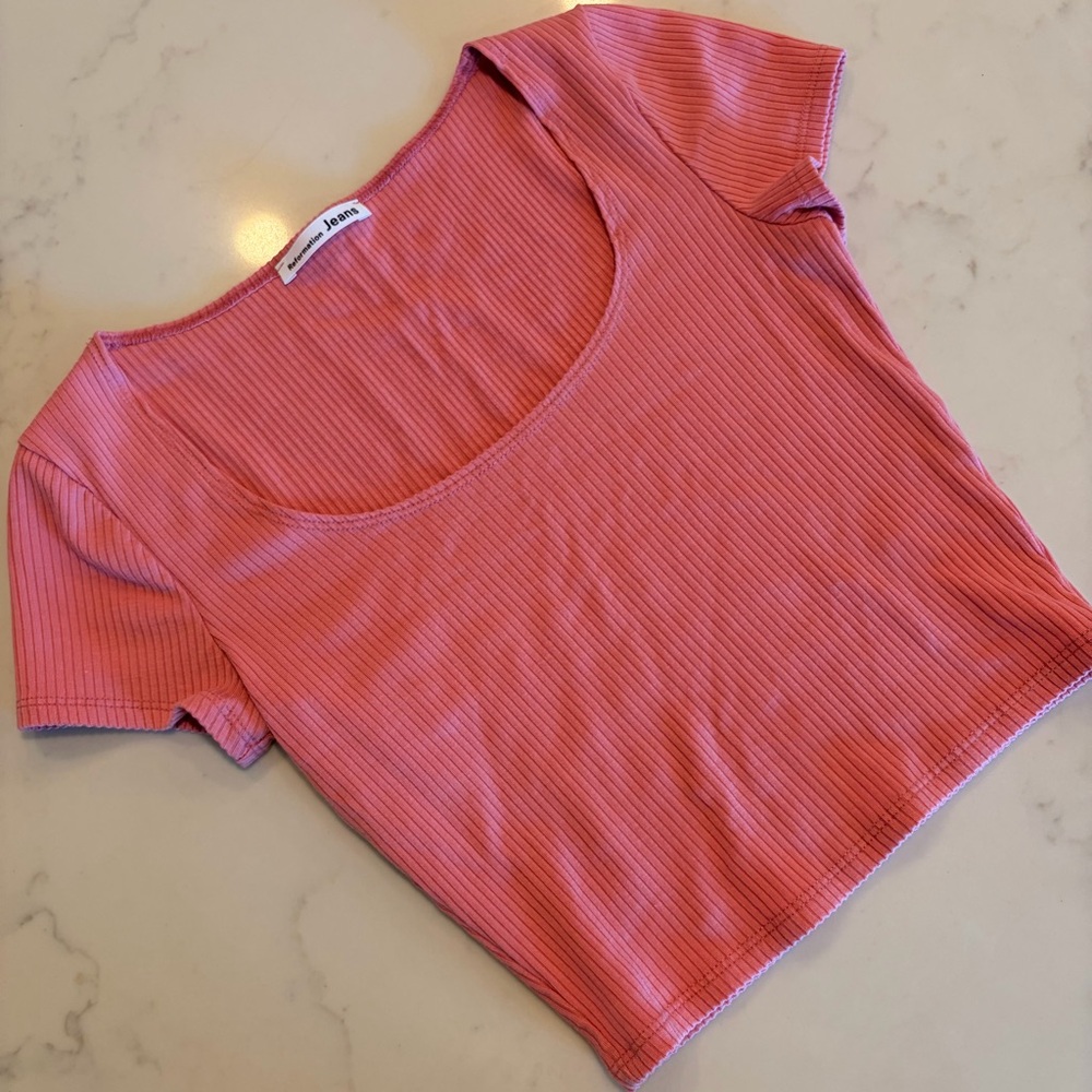 Reformation Jeans Pink Baby Crop Tee (XS)